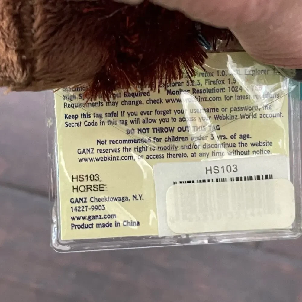 Ganz Webkinz Horse Plush Lil Kinz Brown Pony HS 103 TAGS Unused Code Stuffed